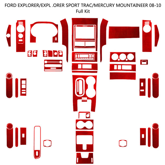 Red Carbon Fiber Interior Full Set Cover Trim Kit for Ford Explorer 2008-2010