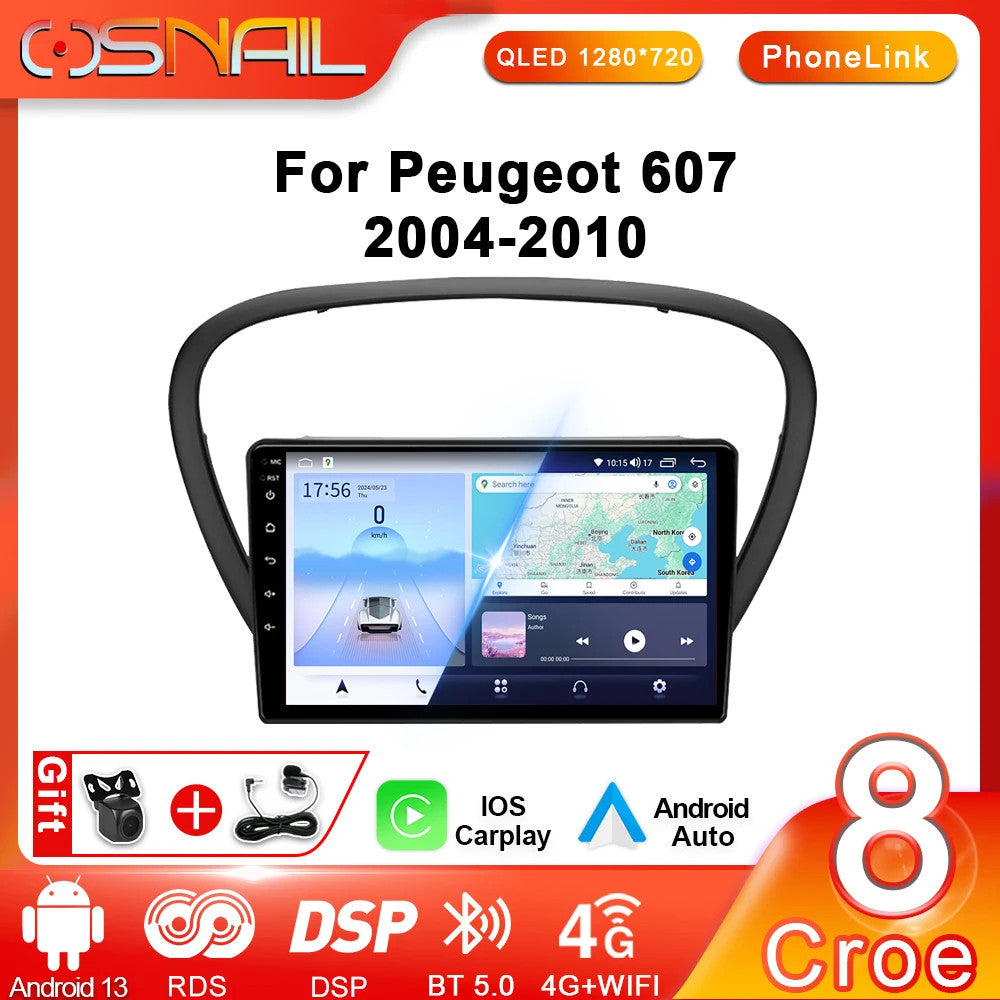 CarPlay Car Radio for Peugeot 607 2004-2010 Stereo GPS Multimedia Player Screen