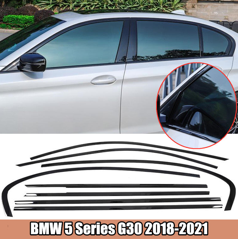 Black Steel for BMW 5 Series G30 2018-2021 Window Molding Sill Strips Trim Cover