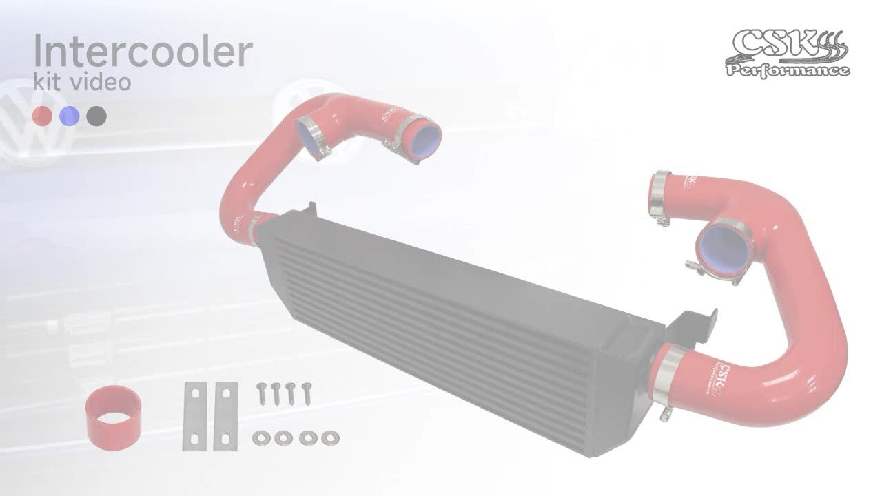 Twin Intercooler +Black Hose Kit for Volkswagen for Golf R GTI MK7 2.0T Silver