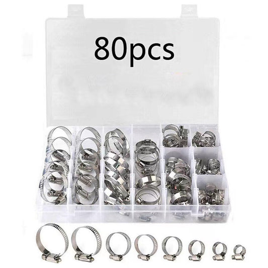 Car 80pc Hose Clamp Assortment Adjustable 10-44mm Gear Hose Clip Fuel Hose Clamp