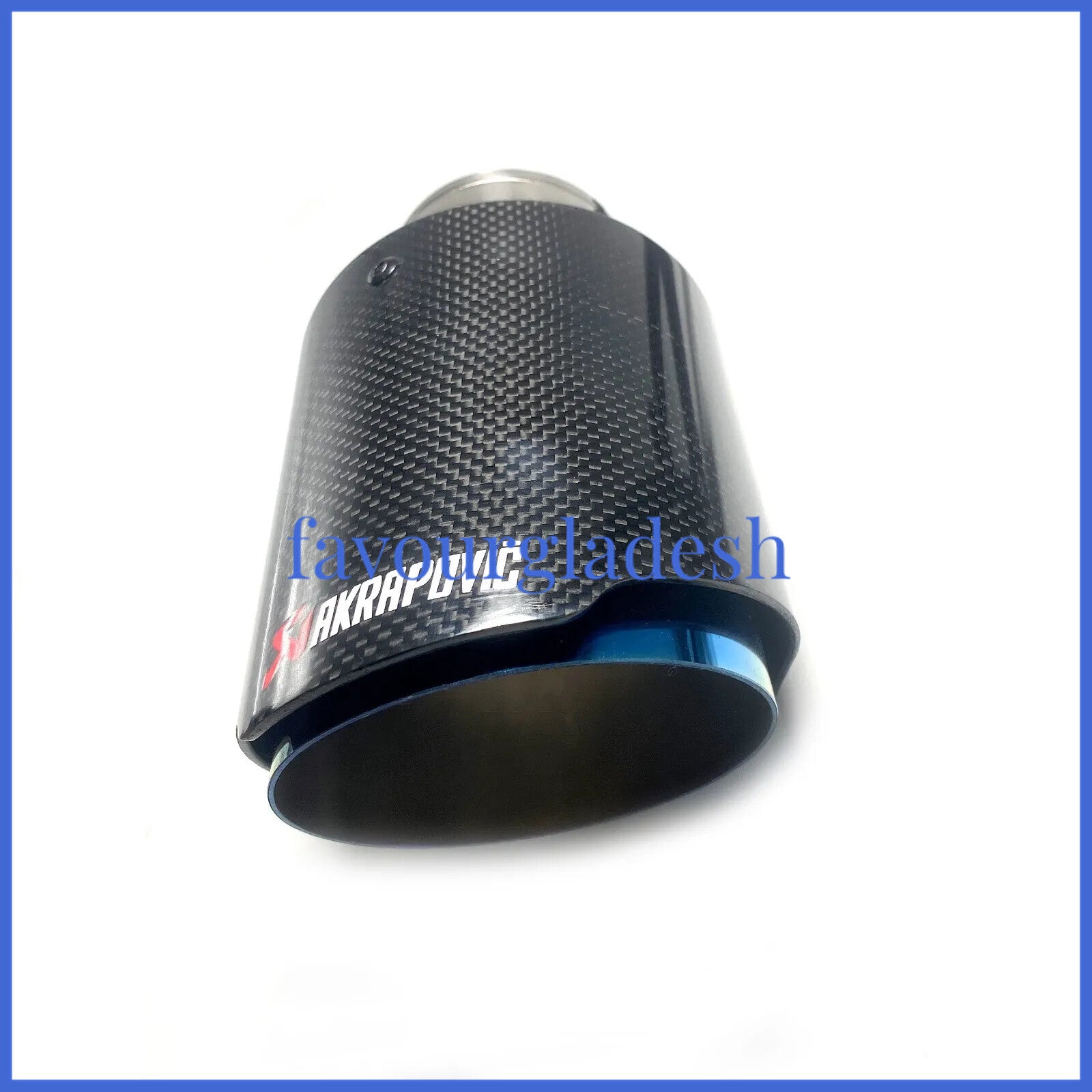1X 3.0 76mm  4.5114mm Akrapovic Glossy Carbon Fiber Exhaust tip Blue End pipe
