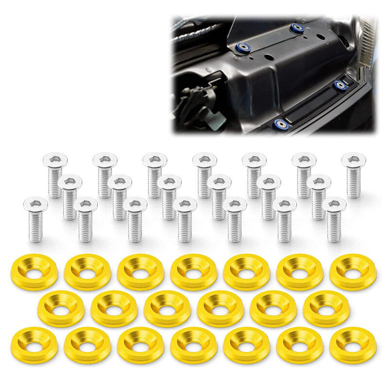 20Pcs Billet Aluminum Fender Bumper Washer Bay Dress up Bolt Screw Kit Gold