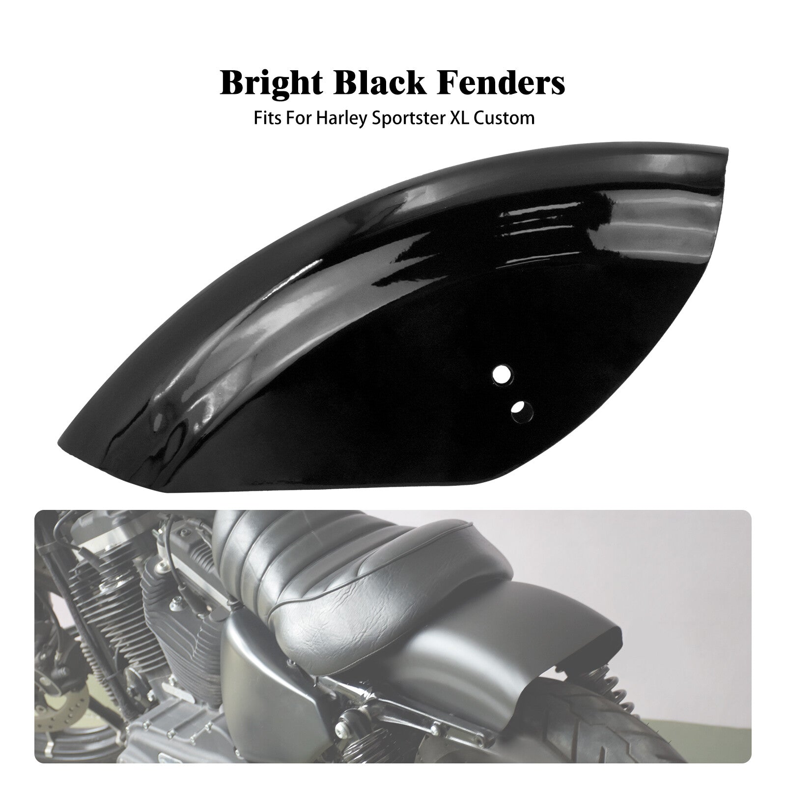 Vivid Black Rear Fender Mudguard for Harley Sportster XL 883 1200 48 72 Bobber