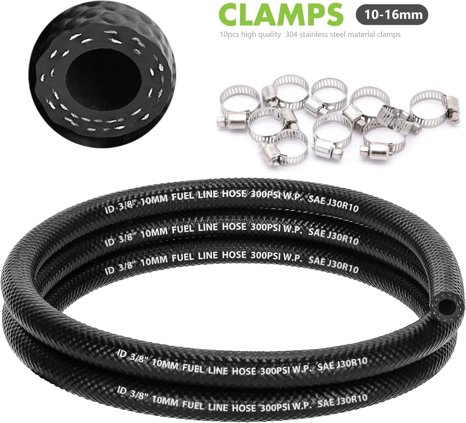 3/8 inch fuel line hose push-lock NBR rubber 300PSI 3/8 fuel injection hose