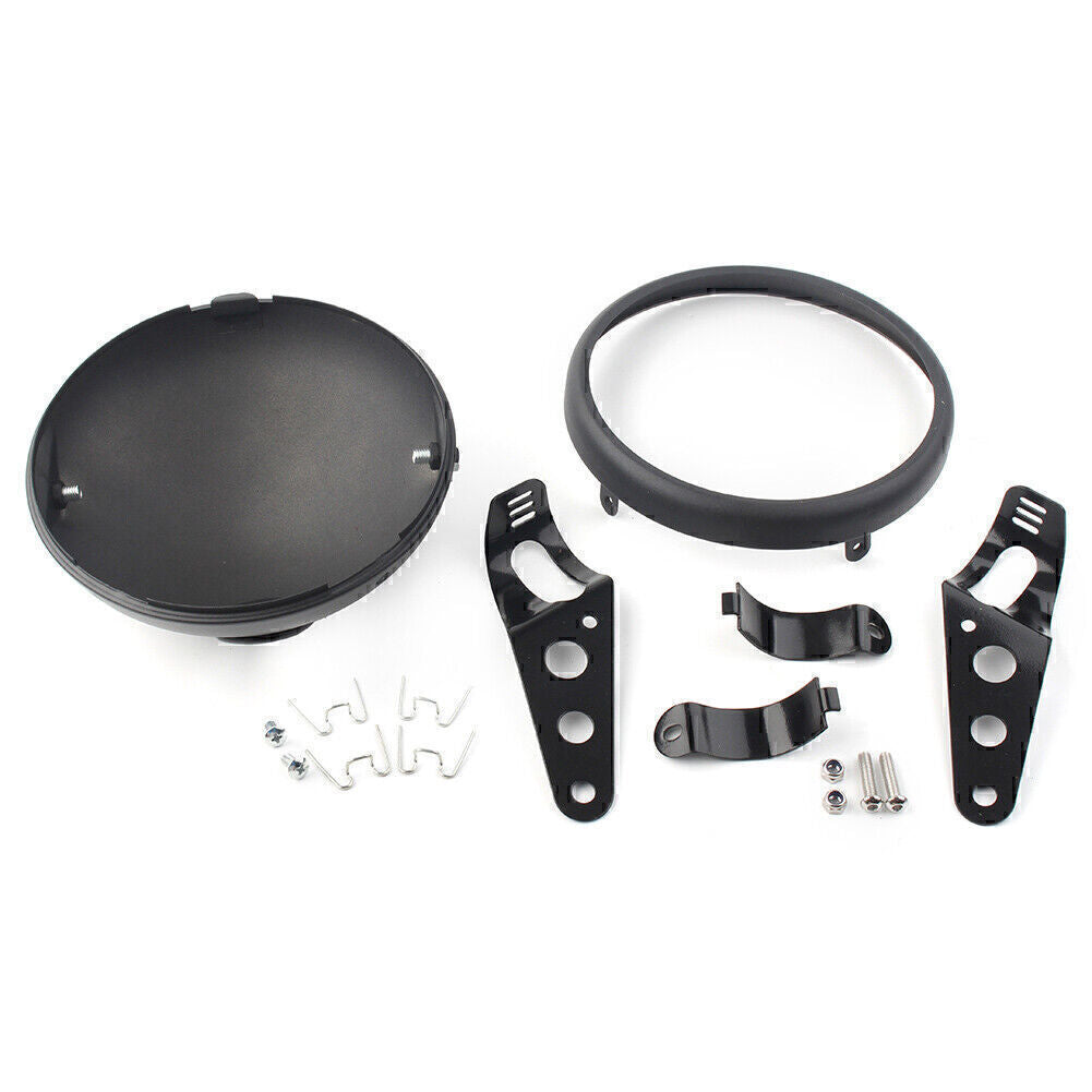 Matte Black Headlight 7-Inch Retro LED Headlight Shell for Harley Motorcycle