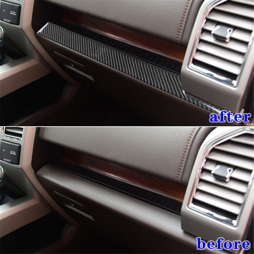 Carbon Fiber Interior Dashboard Strip Panel Trim Cover for Ford F-150 2015-2017