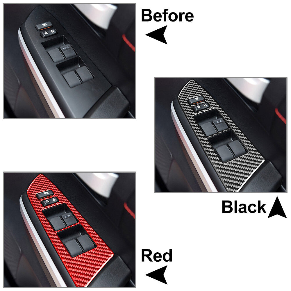 RHD Carbon Fiber Interior Door Window Lift Switch Cover Trim for Toyota Tundra