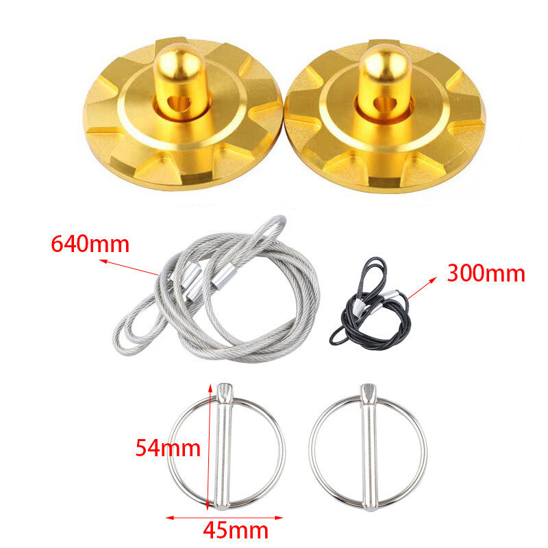 Gold Hardware Bonnet Racing Hood Pin Lock Appearance Kit Universal Aluminum