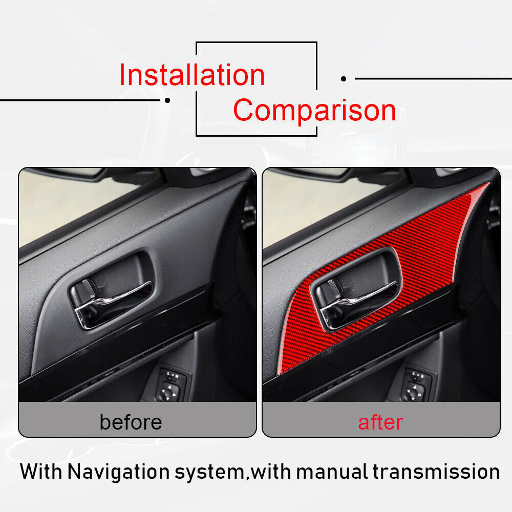 RED door handle panel cover carbon fiber sticker for Mitsubishi LANCER 2008-2015