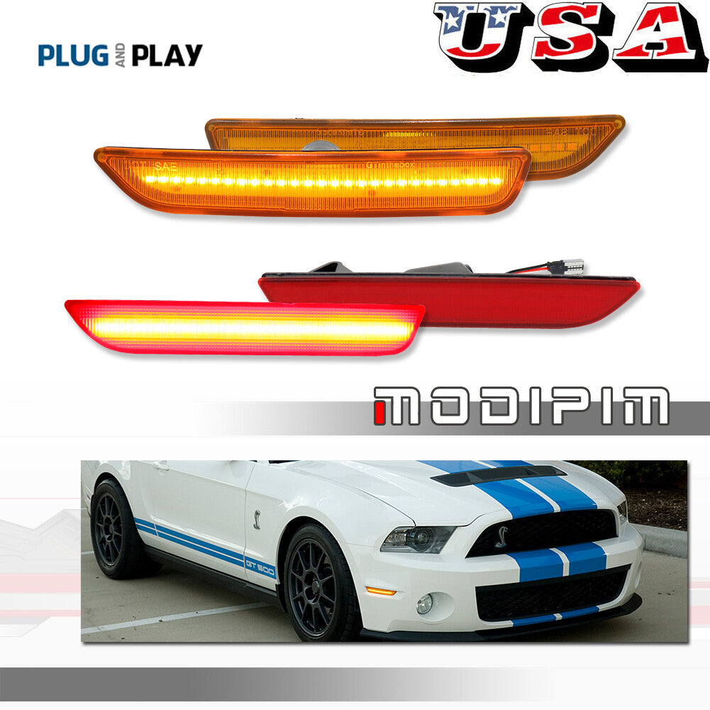 Amber and red front and rear LED side marker lights are available for Ford for Mustang 2010-2014.