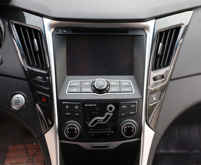 for Hyundai Sonata 2011-2014 Carbon Fiber ABS Central Air Outlet Vent Cover Trim