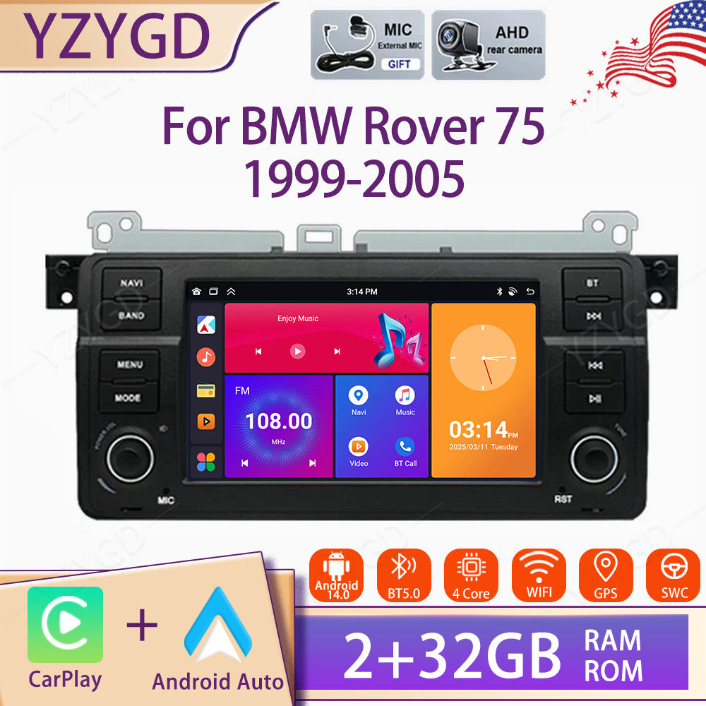 for BMW for Rover 75 1999-2005 Stereo Android Auto CarPlay Car Radio WiFi GPS Screen