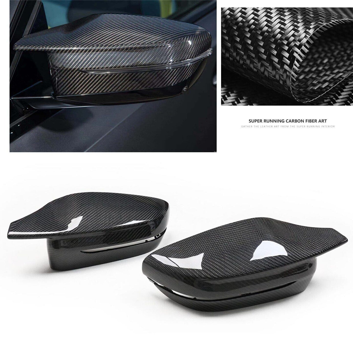 2PCS for BMW M3 G80 M4 G82 2021-23 Carbon Fiber Rear Mirror Cover Replacement