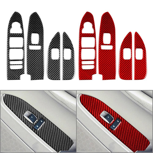 4Pcs Carbon Fiber Front Window Control Cover Trim for Cadillac CTS Sedan Wagon 08-13