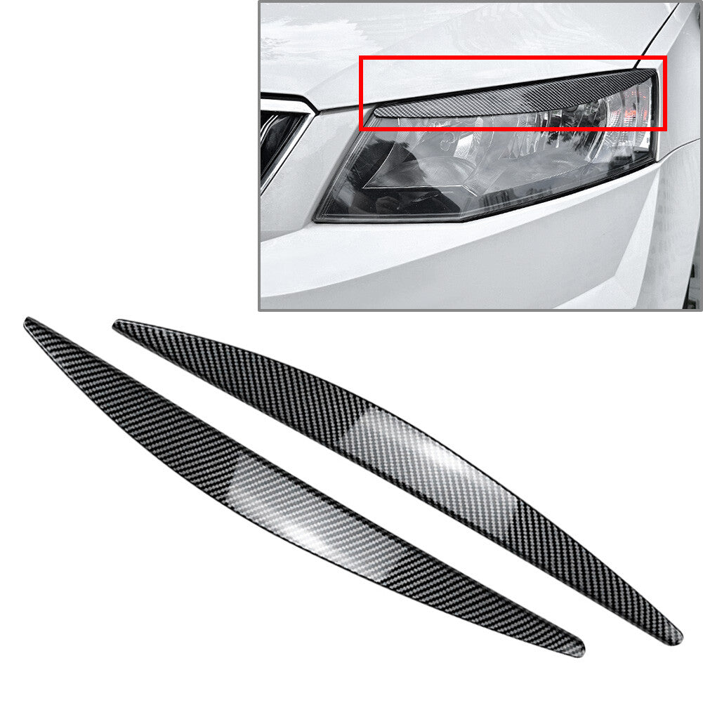 Headlight Lamp Eyelid Eyebrows Cover Trim Carbon for Skoda Octavia MK3 2015-2017