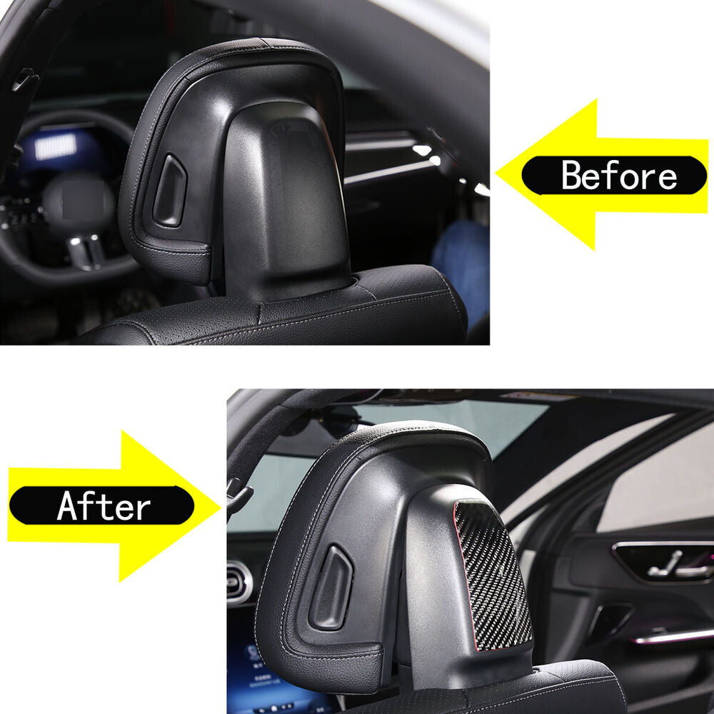 for Benz C Class W206 2022-23 Inner Front for Seat Headrest Panel Cover Carbon Fiber
