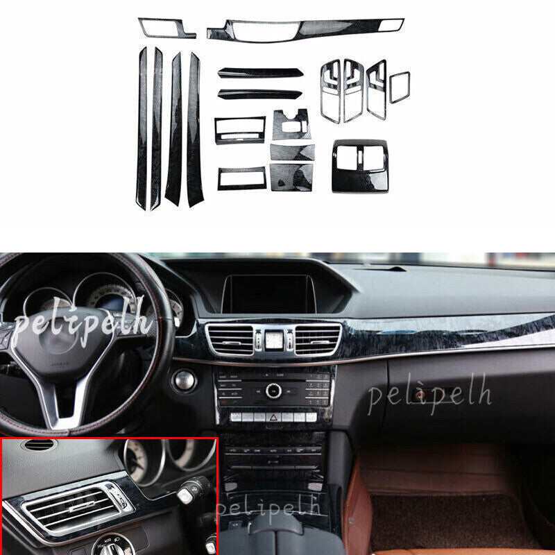for Benz E-Class 2014-15 Black Wood Grain Car Interior Decoration Full Set Cover