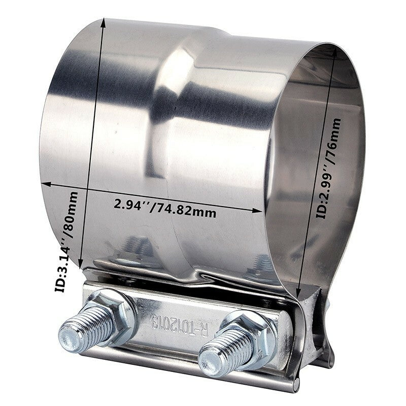 2.5-inch Butt Connector Exhaust with Jacket, Stainless Steel Exhaust Stepper Clip