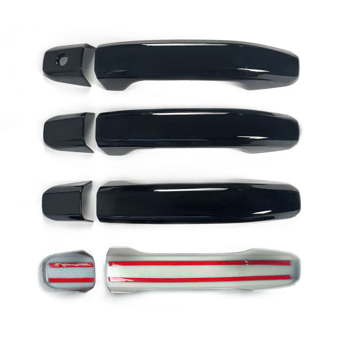 for 2014-2024 for Chevy Silverado for GMC for Sierra GLOSS BLACK Door Handle COVERS w/PsgrKH