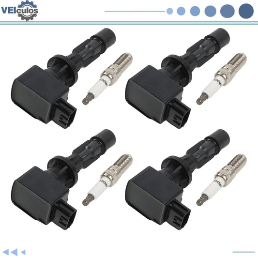 4Pcs Ignition Coil UF540  Iridium Spark Plug 90083 For 2006-2013 for Mazda 3
