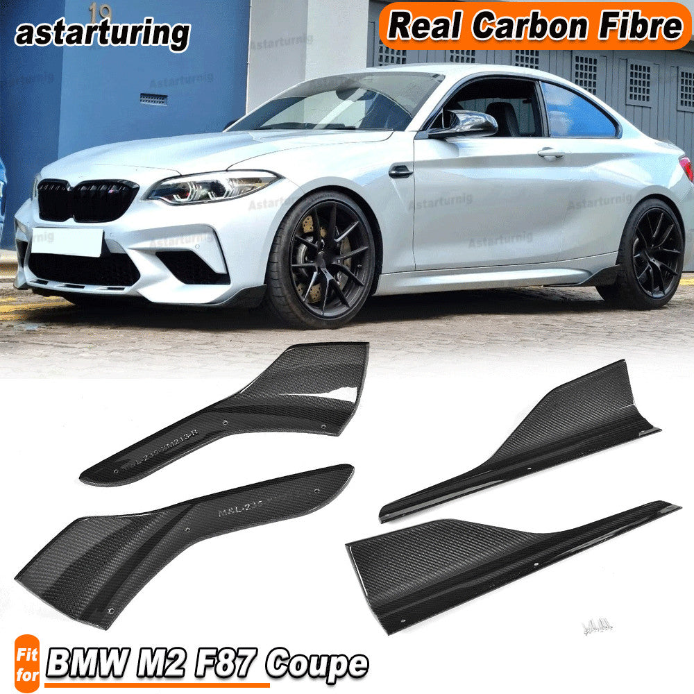 REAL CARBON Front Bumper Side Skirt Splitter Spoiler Fit for BMW F87 M2 Coupe