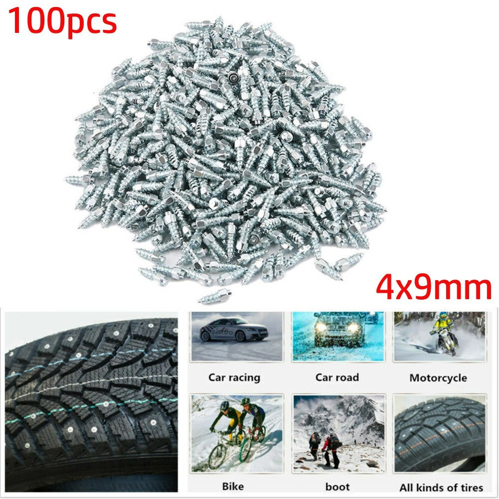 100x9mm Screw In Tire Stud Snow Spikes Racing Track Tire Ice Studs Car/Truck/ATV