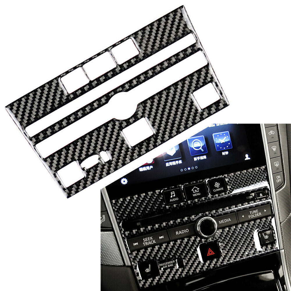 Interior CD Panel Frame Trim Cover Carbon Fiber for Infiniti Q50 Q60 2014-19 New