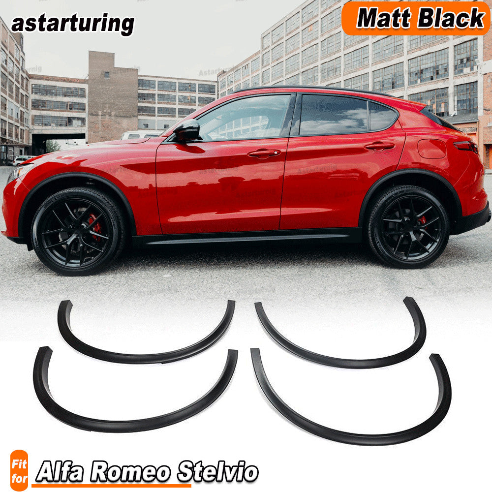 for Alfa Romeo for Stelvio Matt Black Side Wheel Arch Fender Flares Molding Trims