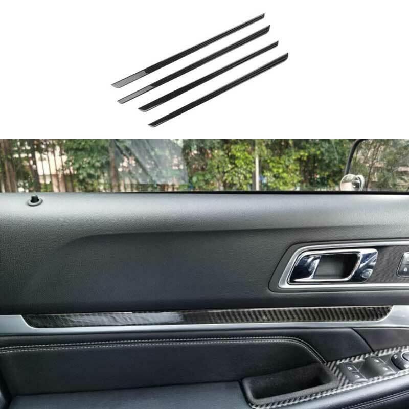 Real Carbon Fiber Interior Door Panel Cover Trim 4PC for Ford Explorer 2016-2019