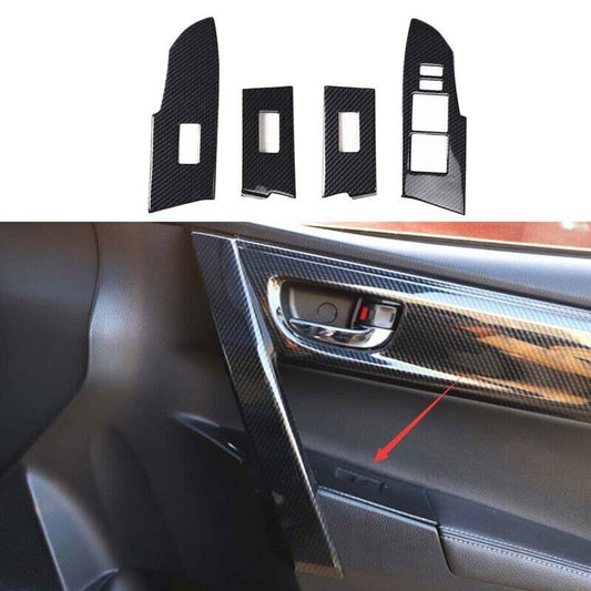 for Toyota for Corolla 14-19 ABS Carbon Fiber Window Lift Lock Switch Panel Trim 4X