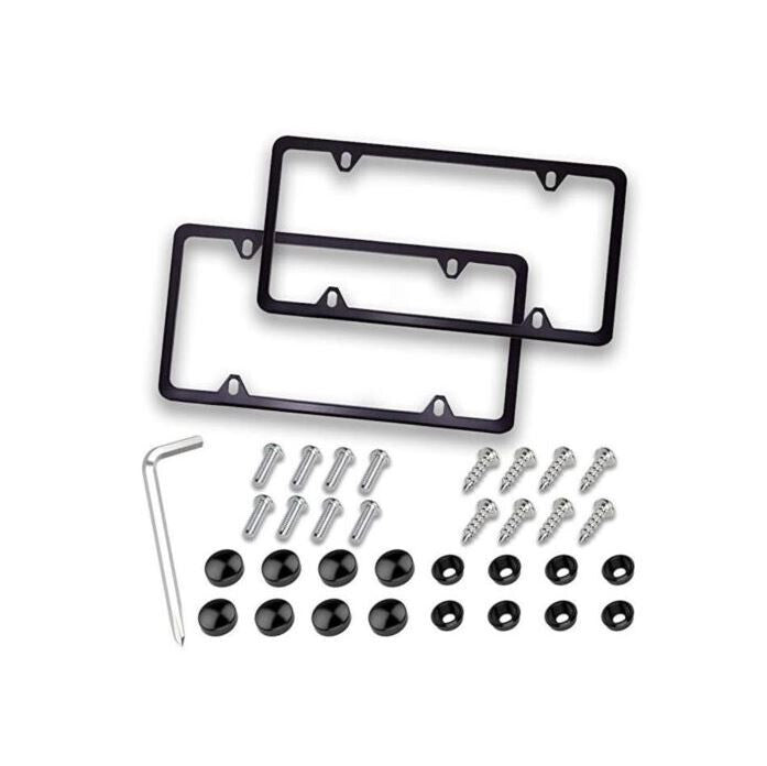 Car license plate frame cover cap trunk ultra-thin metallic black suitable for Volvo