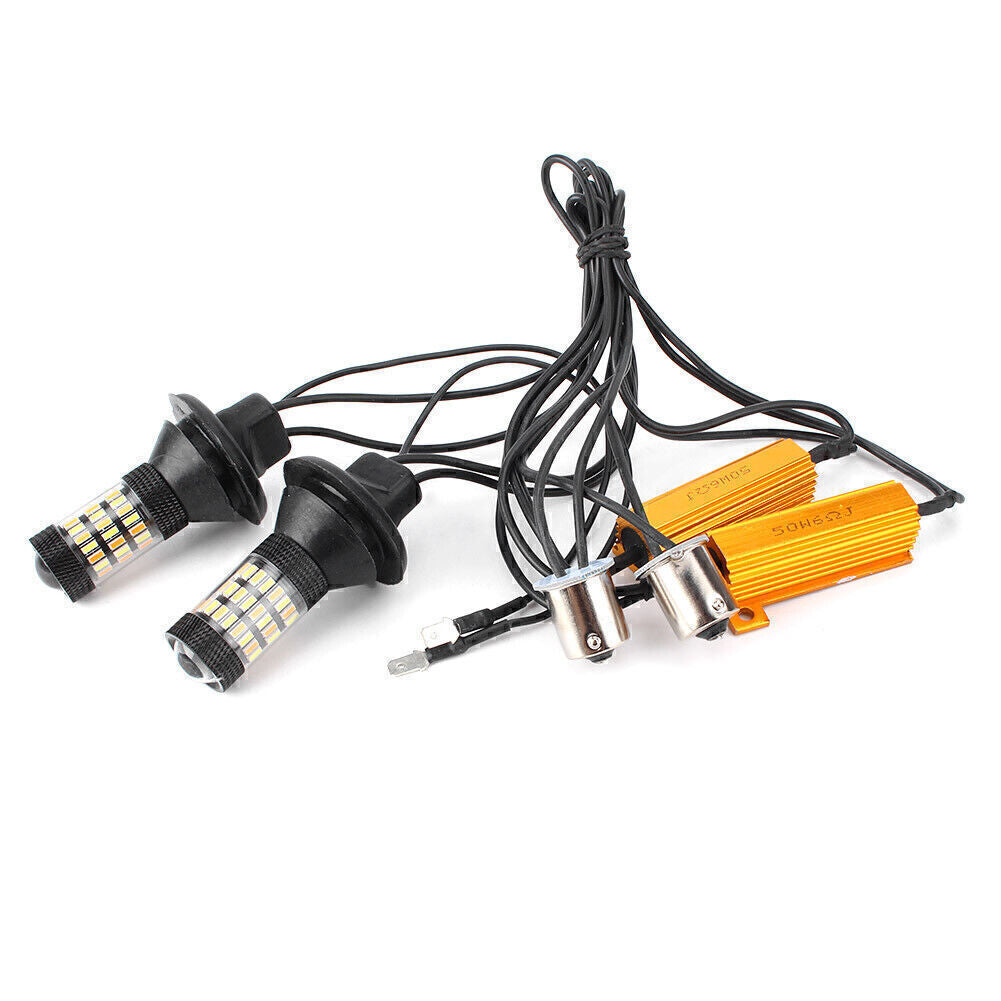2x No Hyper Flash 1156 P21W Dual-Color Switchback Turn Signal Lights