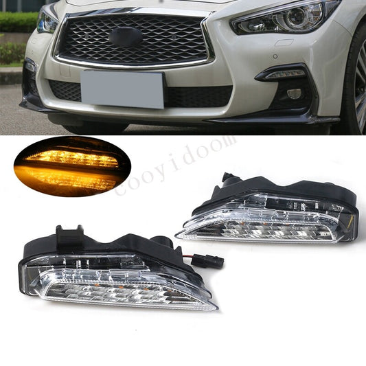 LED daytime running lights and fog lights are suitable for Infiniti Q50 Sport models 2014-2019.
