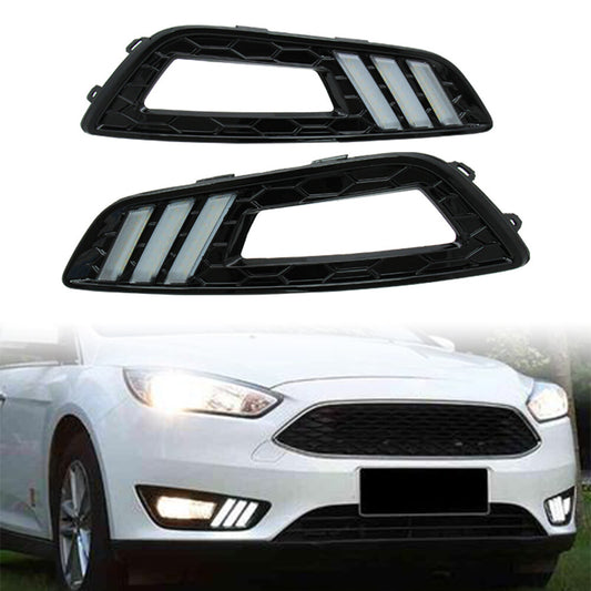 Two LED Daytime Running Lights (DRLs) for 2015-2016 for Ford Focus (White, Yellow, Blue)