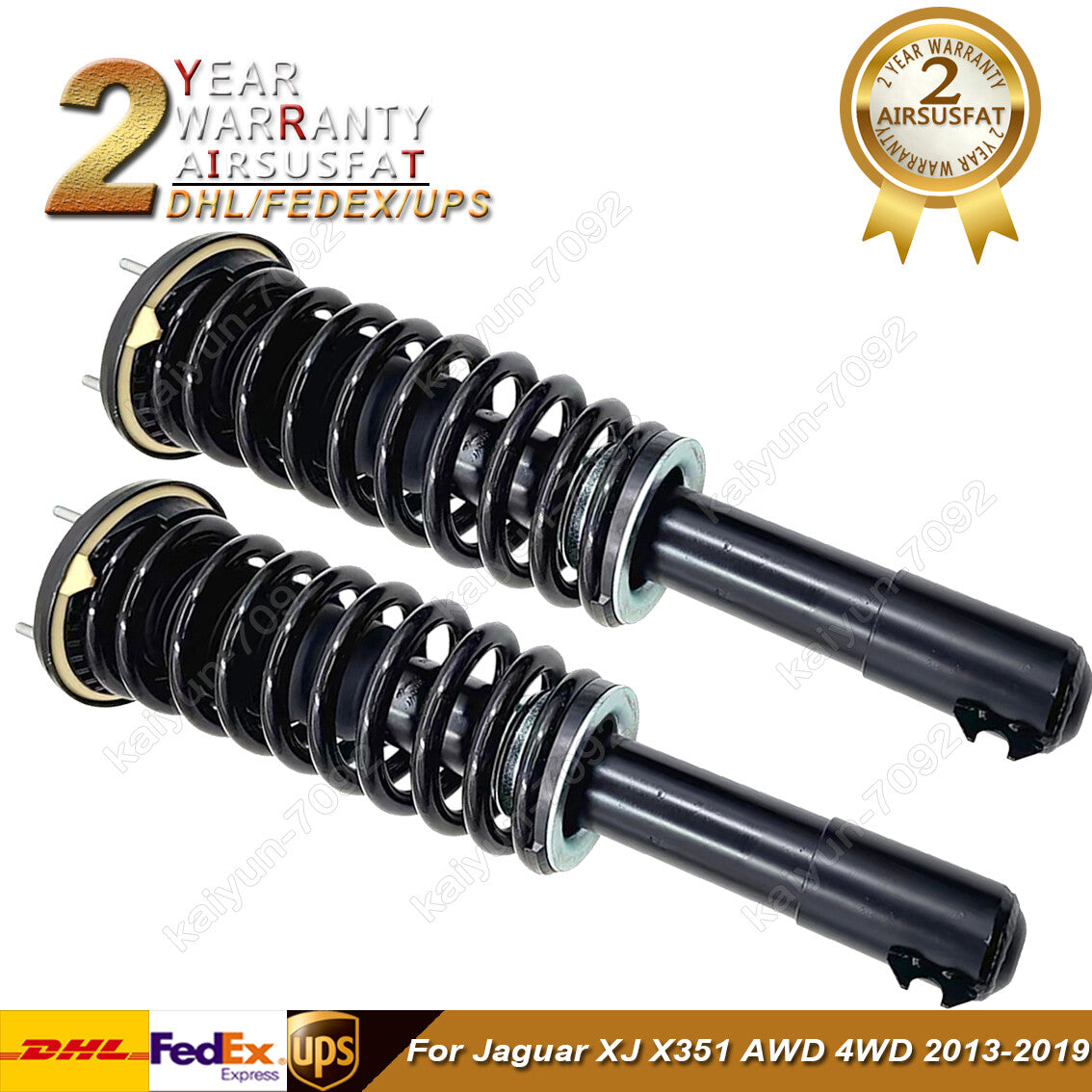 2x Front Shock Absorber Strut Assys w/Electric for Jaguar XJ XJR X351 AWD 13-19