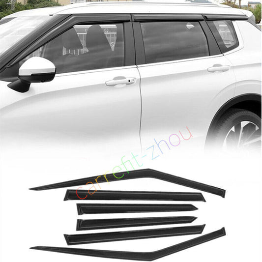 for Mitsubishi Outlander 2022-23 Black Window Visor Vent Sun Rain Wind Guard 6x