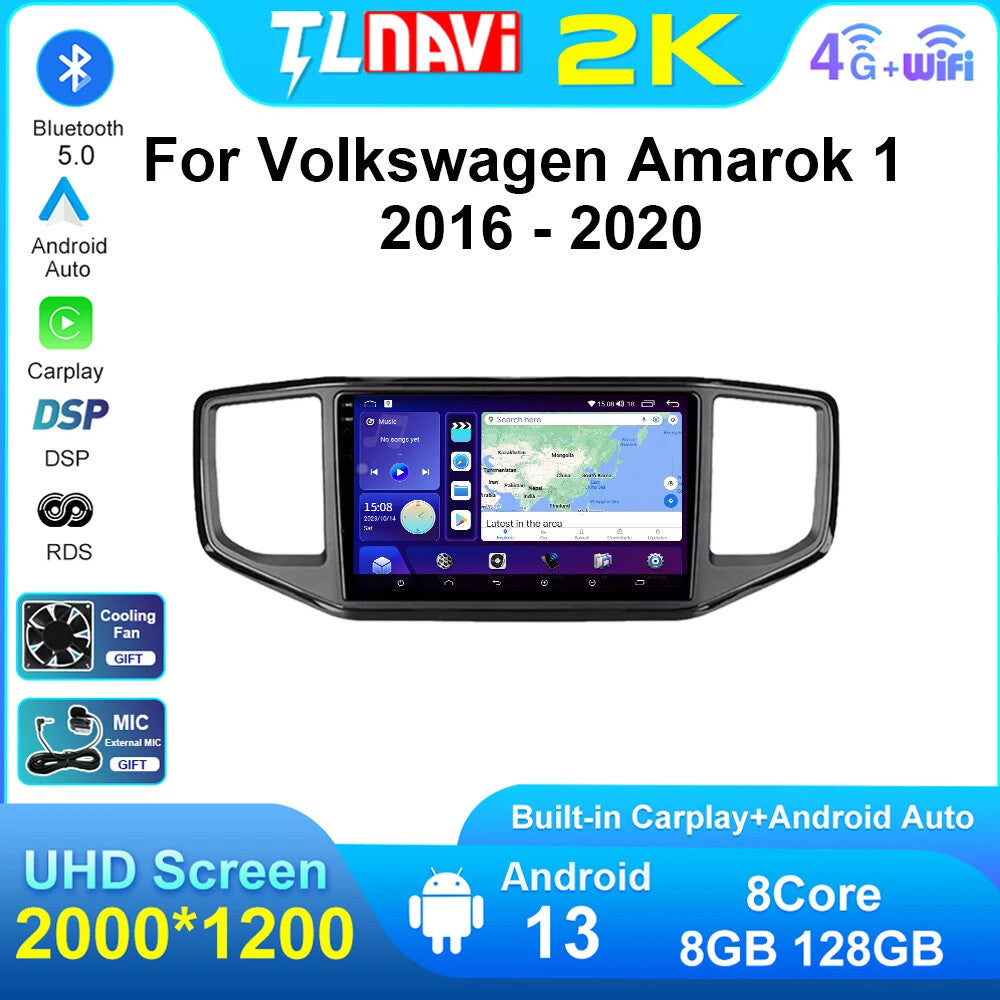 for Volkswagen Amarok 1 2016-2020 Car Radio CarPlay Multimedia Player GPS Screen