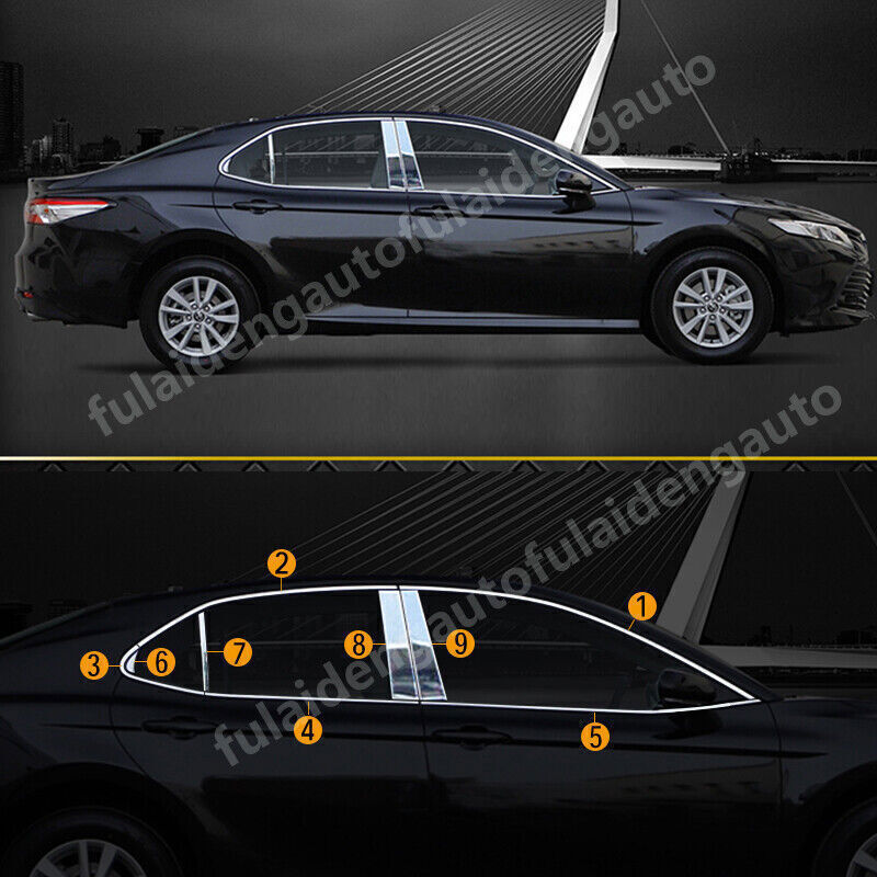 for Toyota for Camry 18-23 Chrome Steel Door Window Strip frame Sill Cover Trim 18x