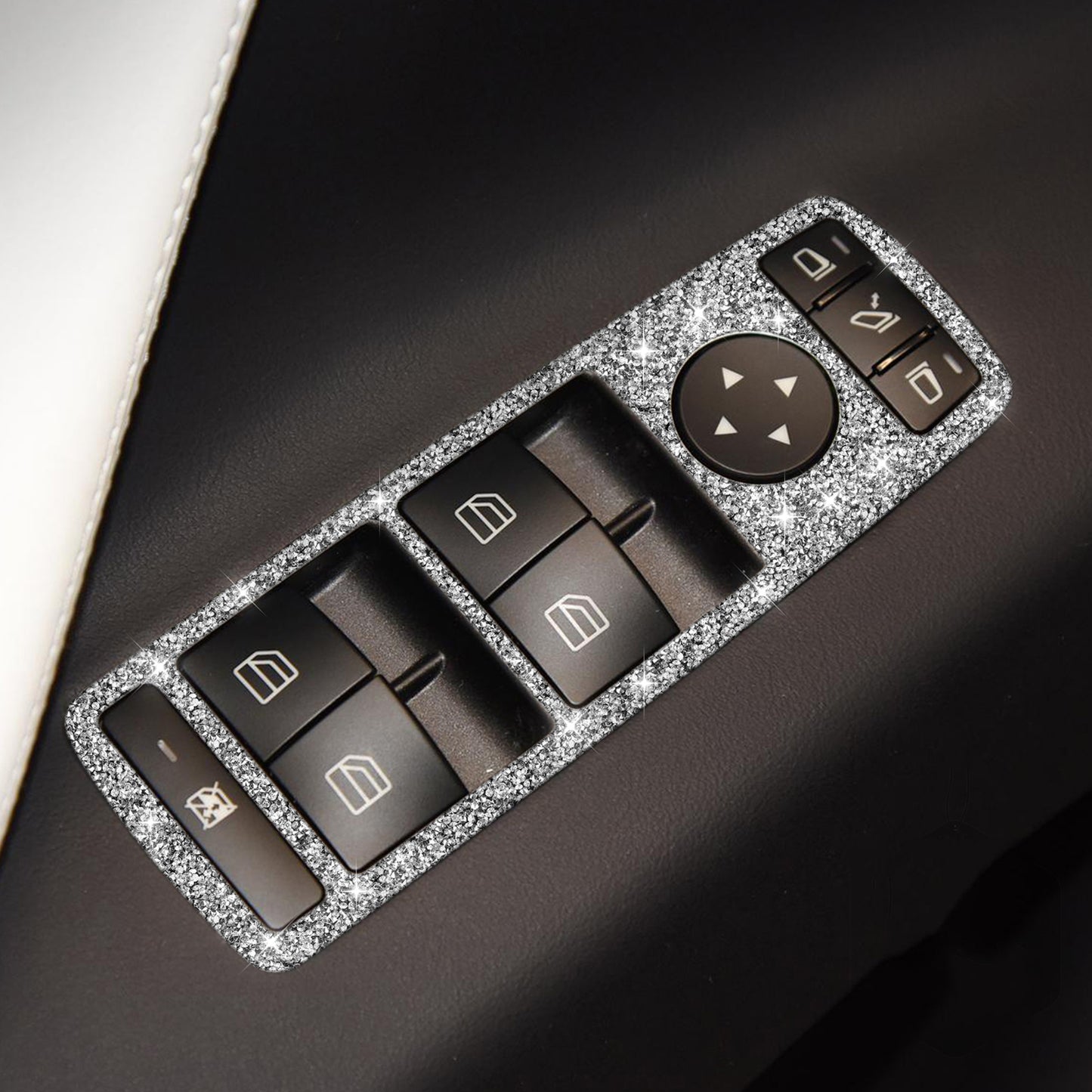 4¡ÁBling Crystal Window Lift Switch Button Trim Fit for Benz C Class W204 2007-13