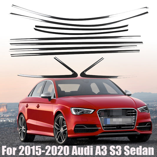Stainless Black For 2015-2020 for Audi A3 S3 Sedan Car Window Trim Strip Cover Trim