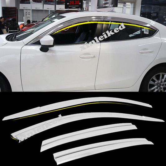 for Mazda 3 Sedan 2014-2018 silver Window Visors Sun Rain Guard Vent Deflectors