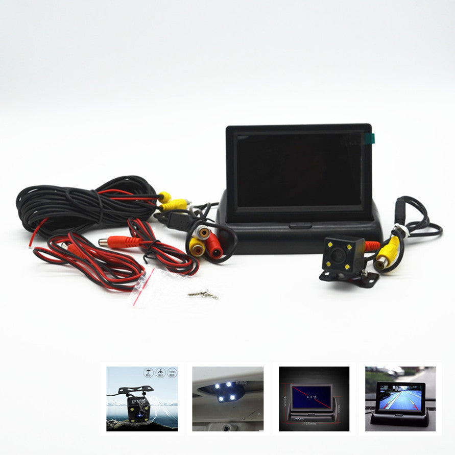 Car Rear View Night USE Astern Image LED Camera 4.3 Foldable Display Monitor