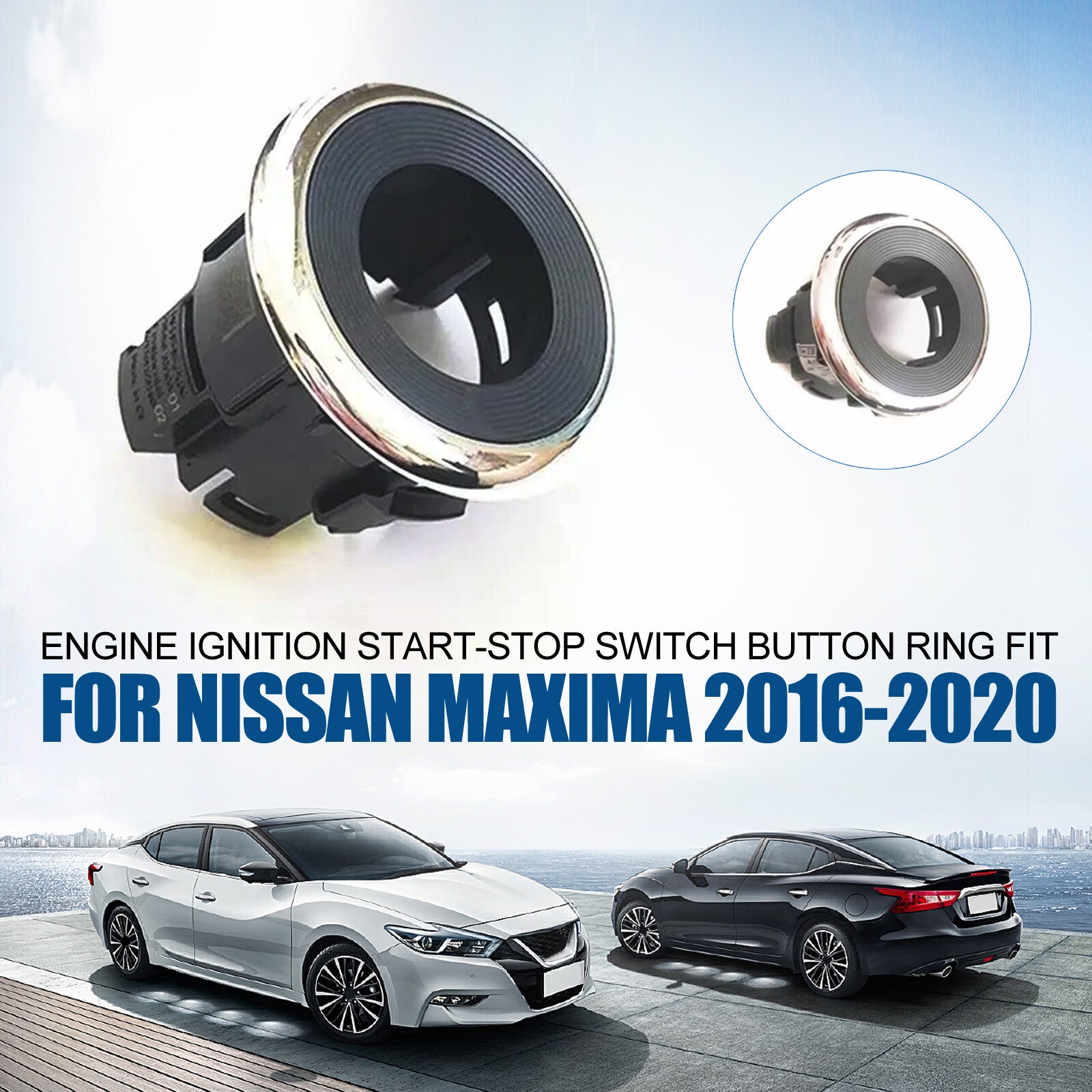 Suit for Nissan Maxima 2016-2020 Engine Ignition Start-Stop Switch Button Ring8w