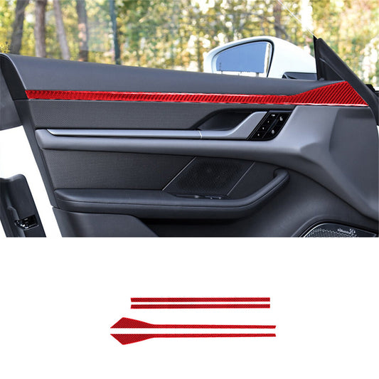 4x red carbon fiber door trim strip trim for Porsche Taycan 2019-2022