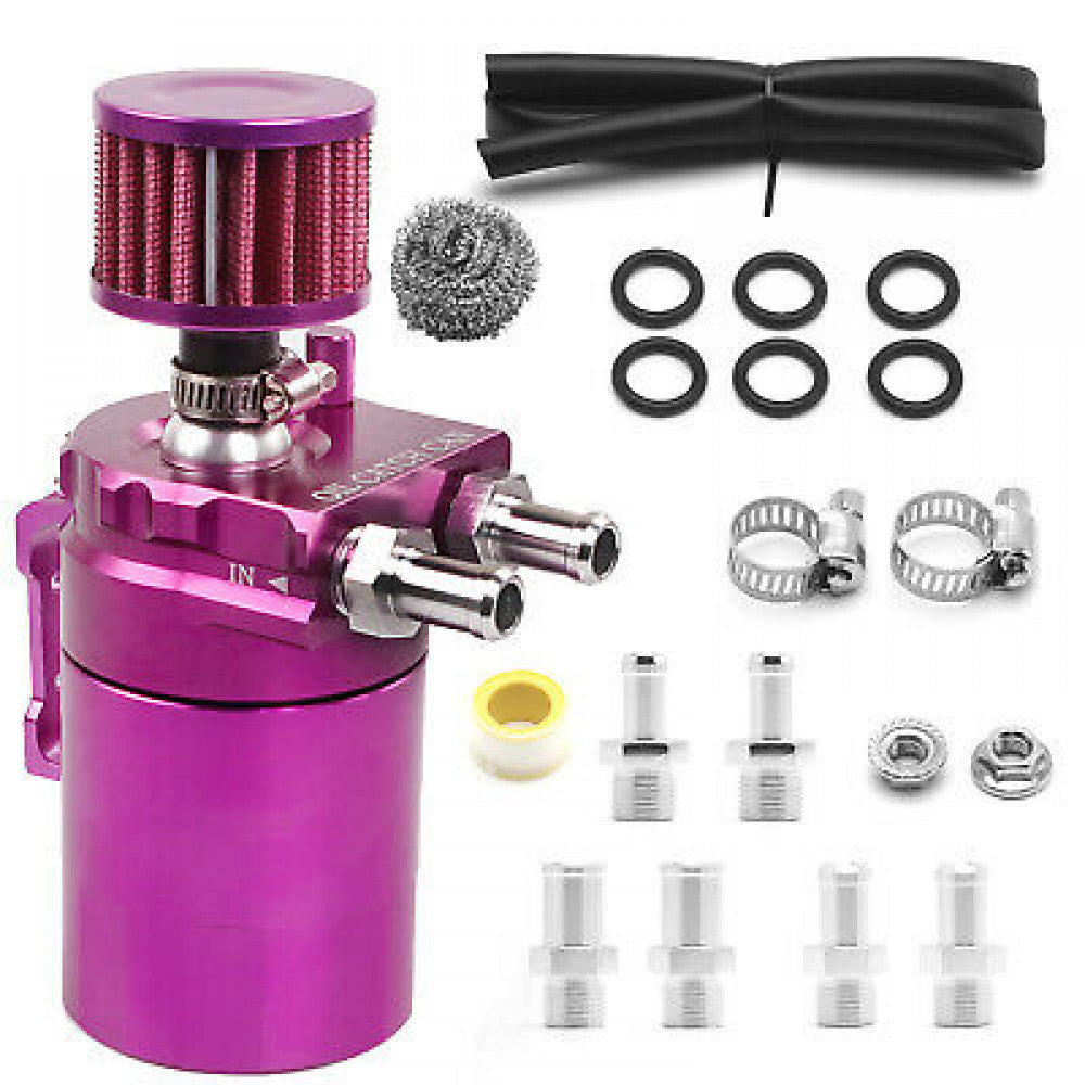 Aluminum Purple 300ML Oil Catch Can Kit Reservoir Tank Universal Breather