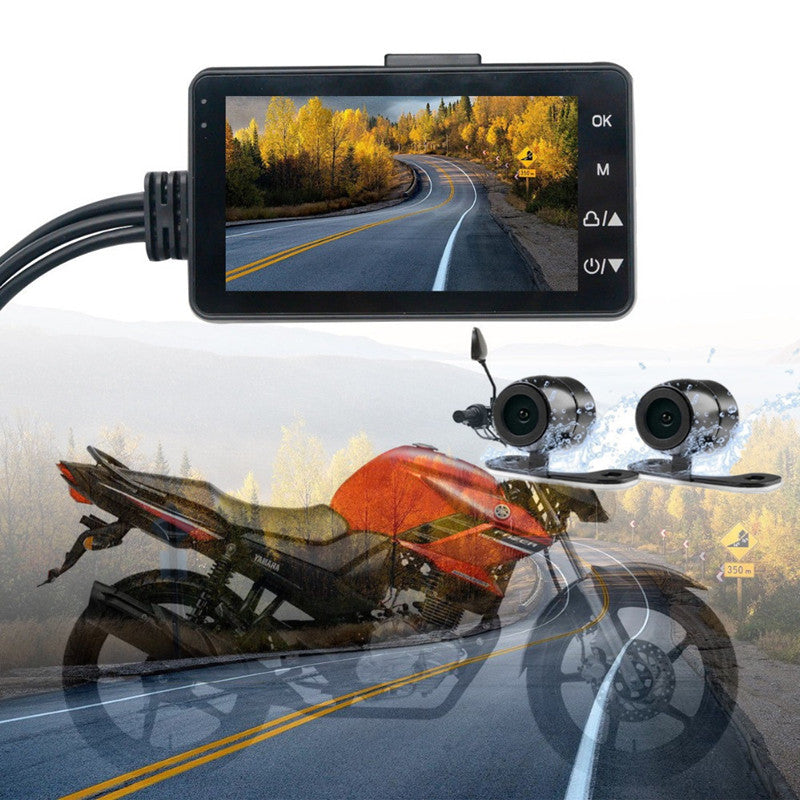 3 LCD Motorcycle DVR Recorder Video View Front  Rear Waterproof Dual Camera