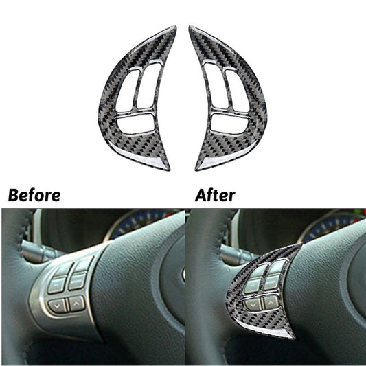 2Pcs Carbon Fiber Steering Wheel Button Trim for Subaru Forester 2009-2013 TypeA