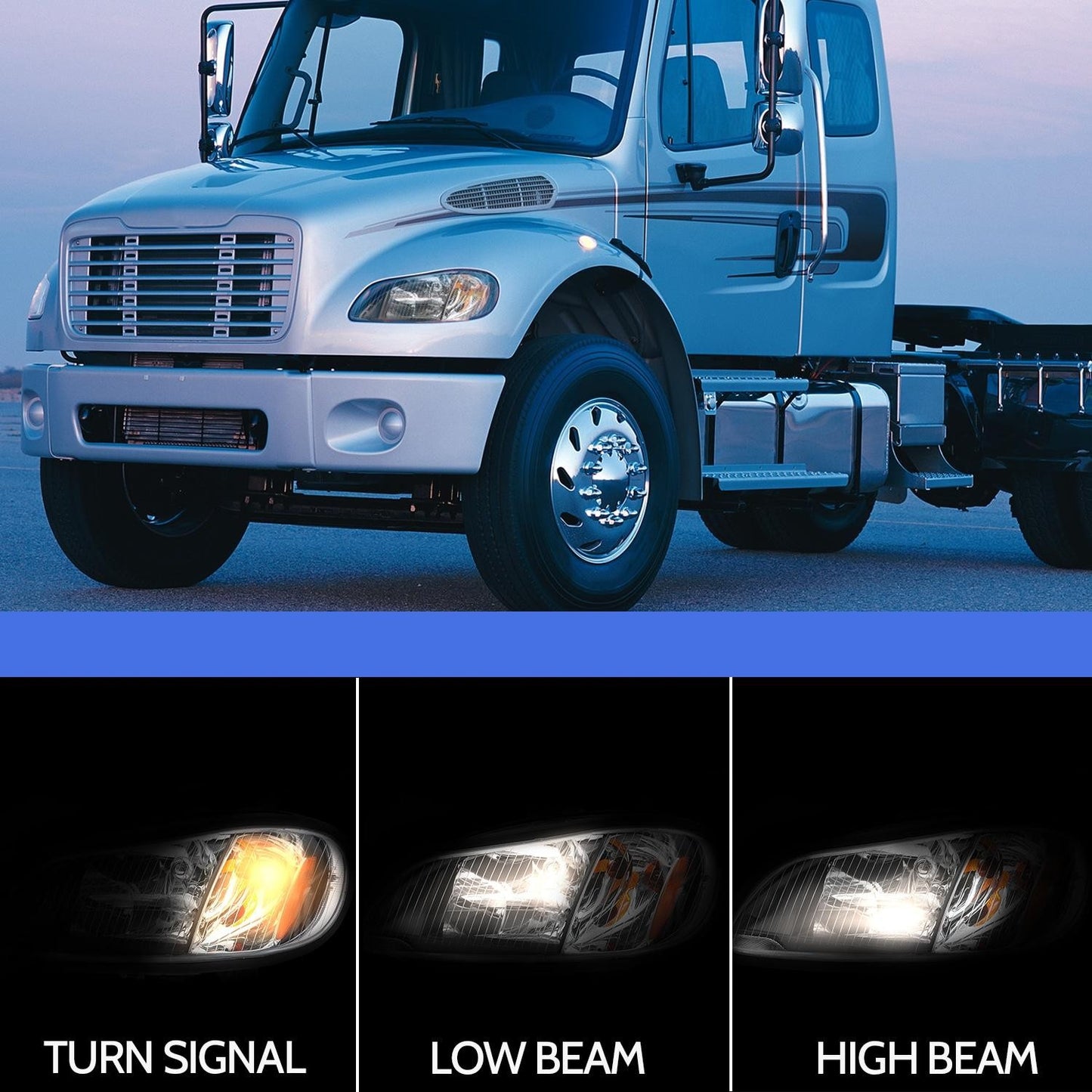 For 2004-2013 for Freightliner M2 - Left Right Headlamps Headlight Assembly Black