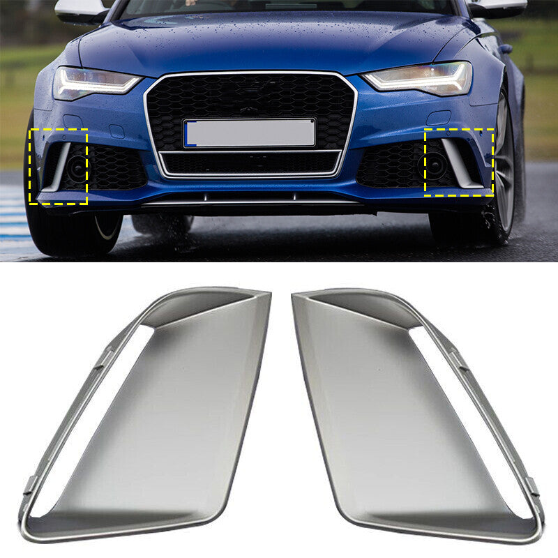 A pair of front bumper fog light trim covers for Audi RS6 2011 - 2018 LHRH